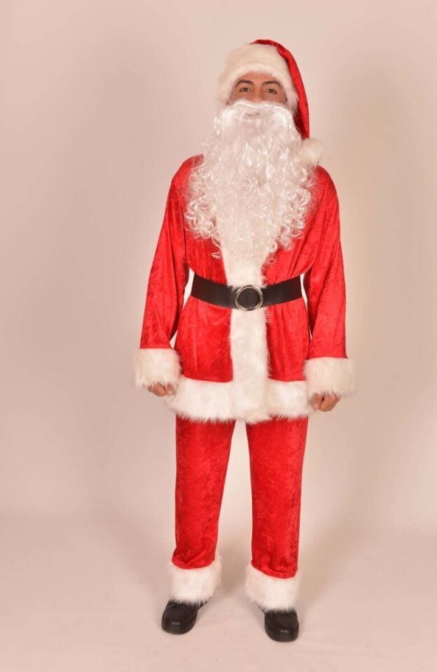Polar Kumaş Noel Baba Kostümü, Yeni Yıl Noel Baba Parti Kıyafeti