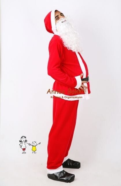 Polar Kumaş Noel Baba Kostümü, Yeni Yıl Noel Baba Parti Kıyafeti