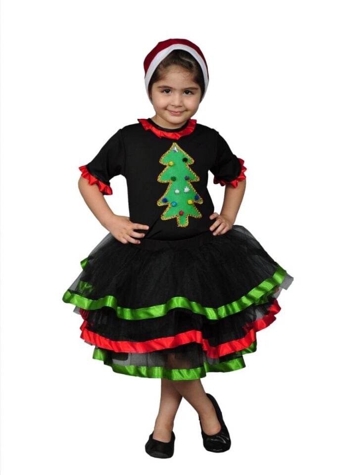 Çam Ağacı Baskılı Tütü Kostüm, Yeni Yıl Kostümleri, Çam Ağacı Noel Kıyafeti