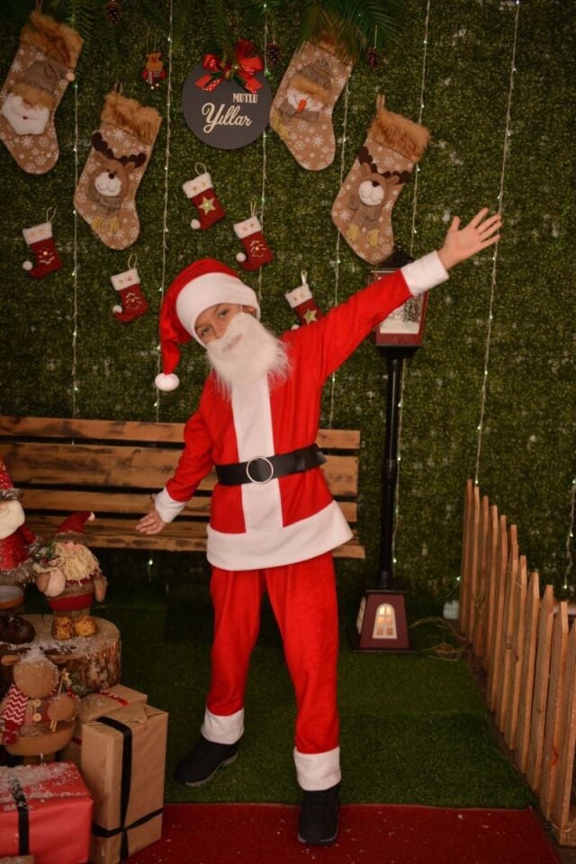 Erkek Çocuk Noel Baba Kostümü, Polar Kumaş Yeni Yıl Kostümü