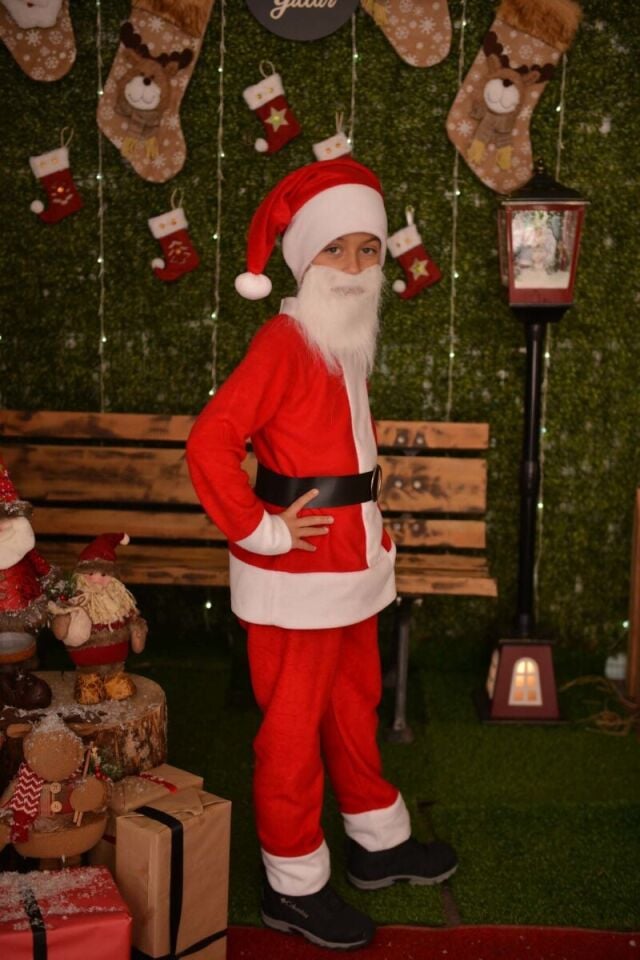 Erkek Çocuk Noel Baba Kostümü, Polar Kumaş Yeni Yıl Kostümü