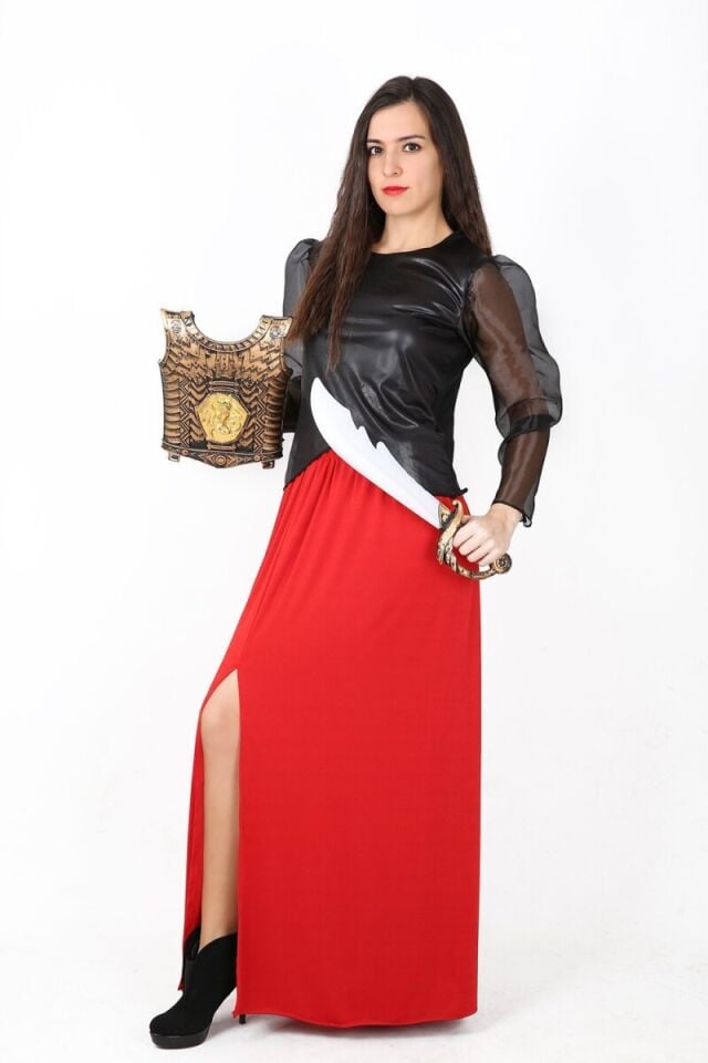 Yetişkin Kadın Şövalye Kostümü, Tarihi Karakter Kostümleri, Kadın Şövalye Kıyafeti