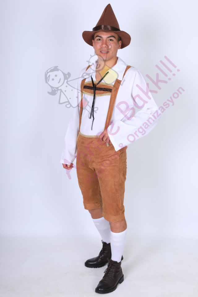 Oktoberfest Alman Kostümü, Kahverengi Alman Festivali Erkek Kıyafeti, Hızlı Kargo