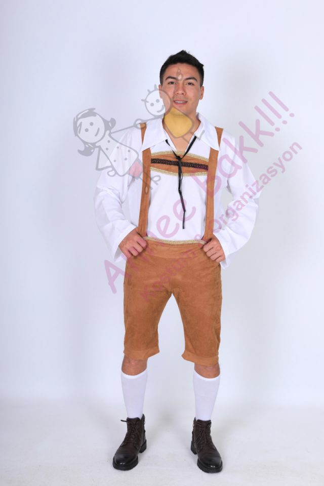 Oktoberfest Alman Kostümü, Kahverengi Alman Festivali Erkek Kıyafeti