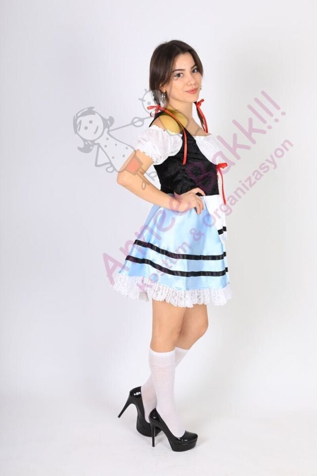 Bavyera Alman Kadın Kostümü, Alman Oktoberfest Mini Kadın Elbise
