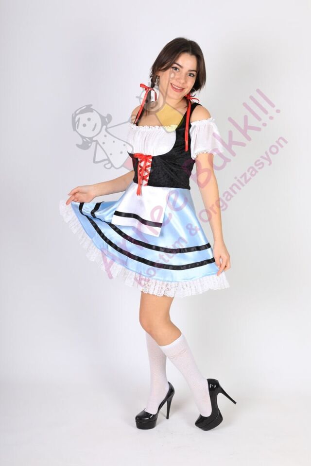 Bavyera Alman Kadın Kostümü, Alman Oktoberfest Mini Kadın Elbise