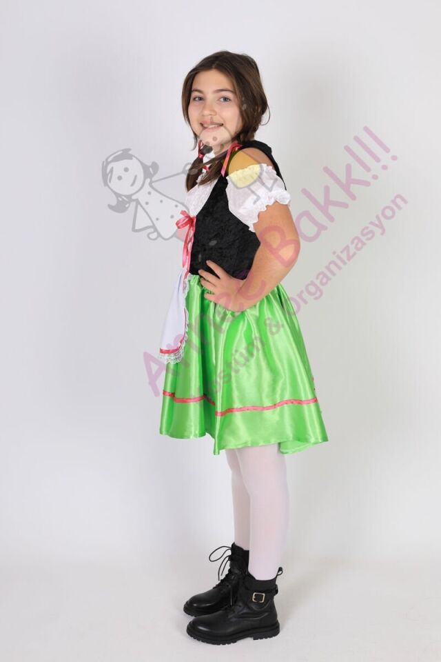 Almanya Temalı Kız Çocuk Kostümü, Alman Oktoberfest Festivali Kız Çocuk Kıyafeti