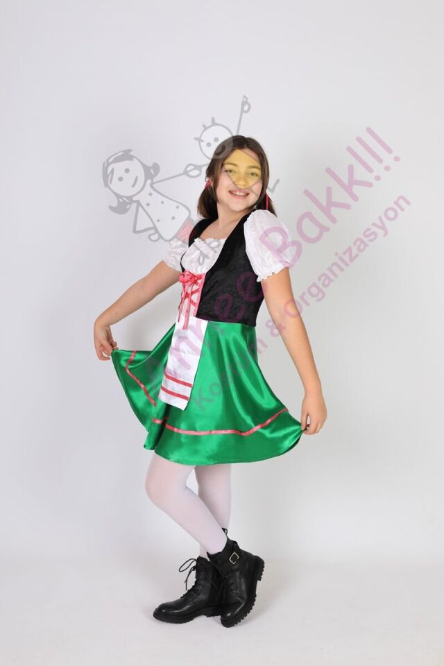 Almanya Temalı Kız Çocuk Kostümü, Alman Oktoberfest Festivaline Uygun Kız Çocuk Kıyafeti