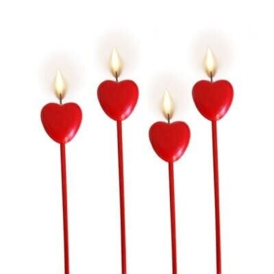 Kırmızı Kalp Mum 4'lü