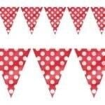 Beyaz Puanlı Kırmızı Üçgen Bayrak Seti