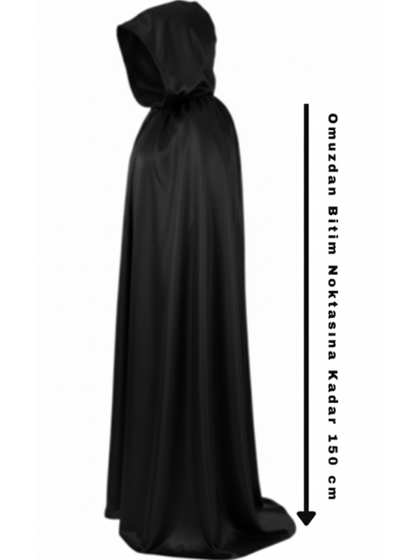 Kapüşonlu Siyah Pelerin, Halloween Aksesuaları