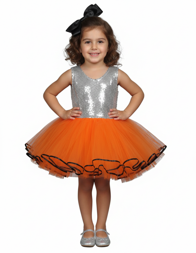 Lüx Tütü Elbise, Turuncu Renk Tütü Elbise, Modern Dans Kostümü