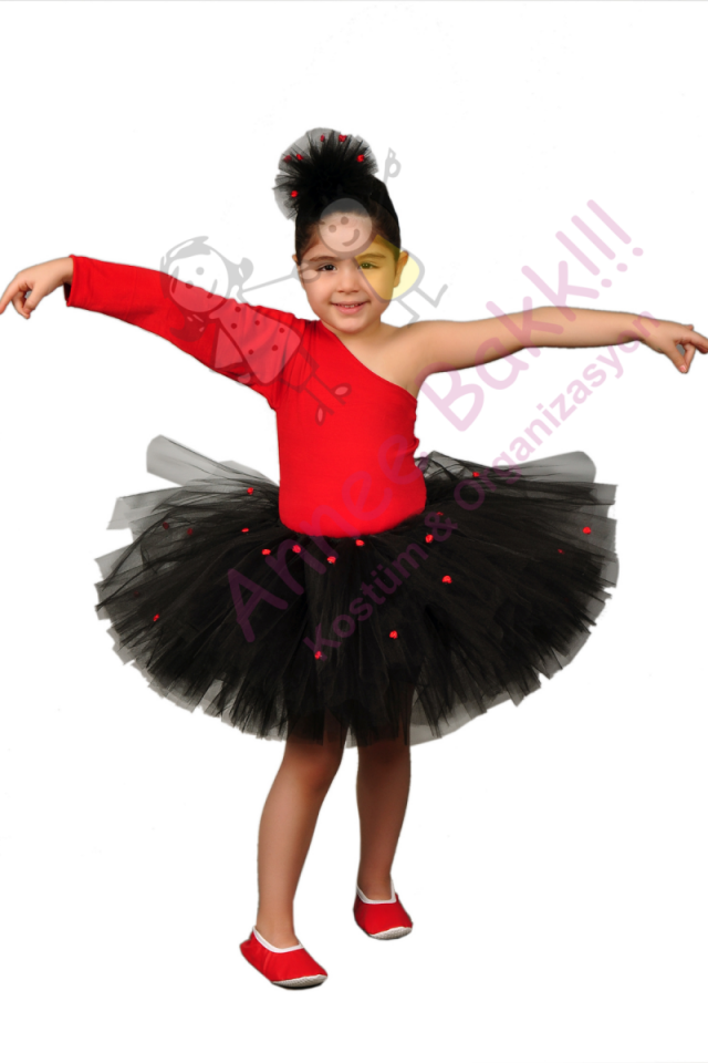 Kırmızı Mayolu Bale Kostümü, Kız Çocuk Bale Kostümü, Balo Kıyafeti