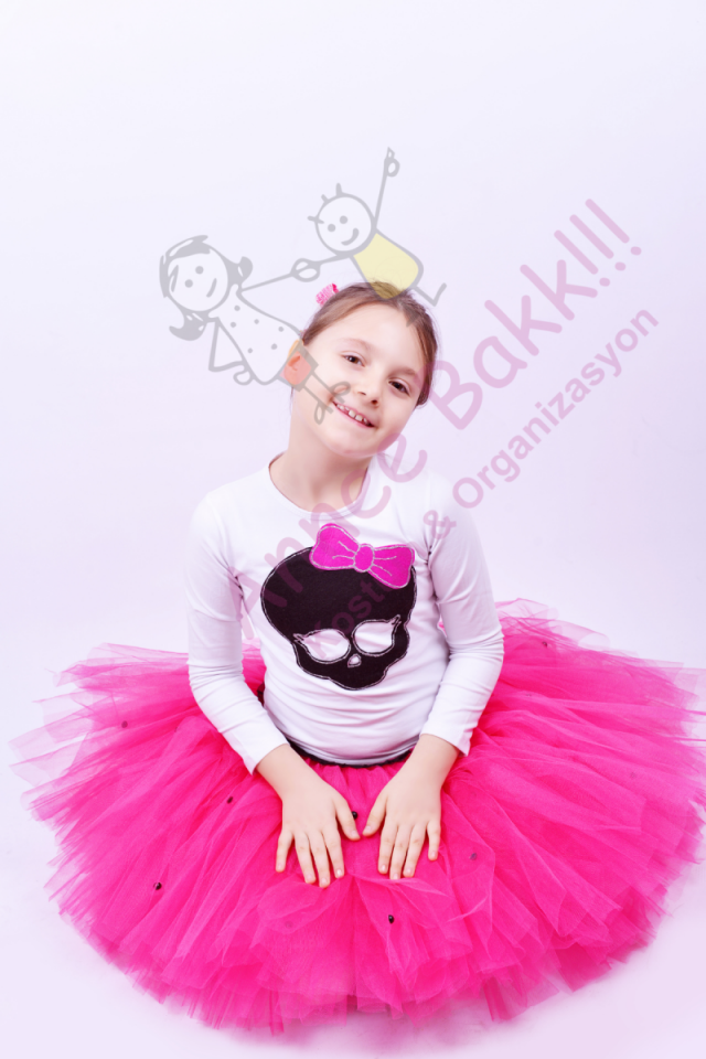 Kristal Tül Tütü Etek, Pembe Renk Kız Çocuk Tütü Etek