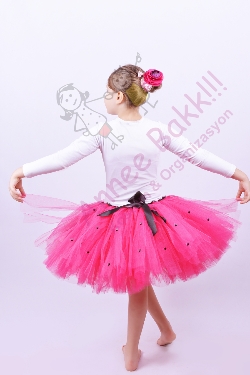 Kristal Tül Tütü Etek, Pembe Renk Kız Çocuk Tütü Etek