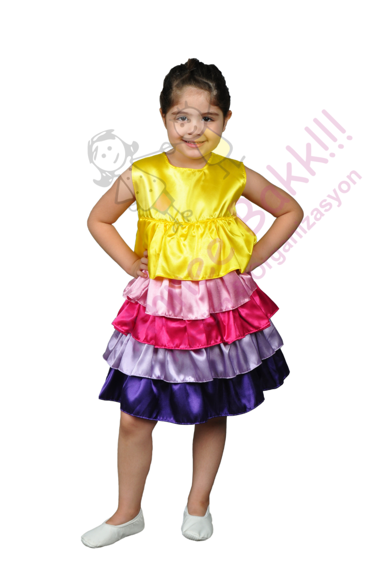 Waka-Waka Dans Kostümü, Renkli Waka-Waka Kız Çocuk Dans Kıyafeti