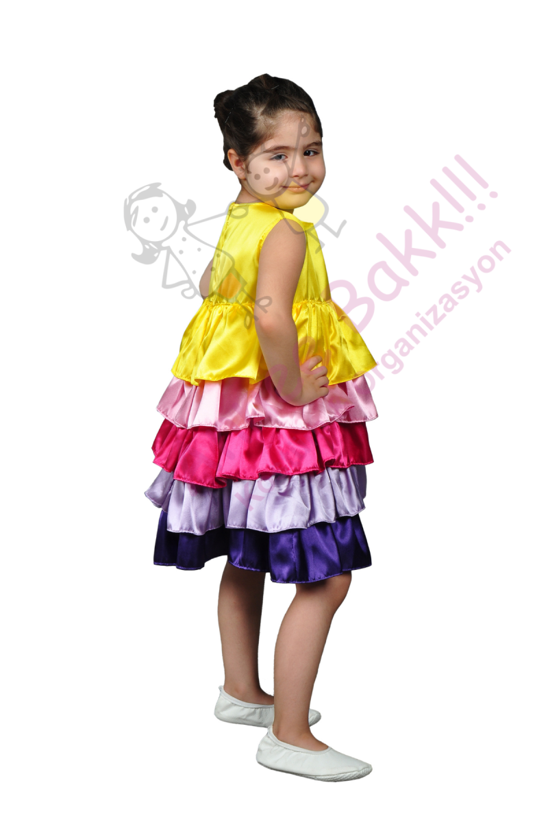 Waka-Waka Dans Kostümü, Renkli Waka-Waka Kız Çocuk Dans Kıyafeti