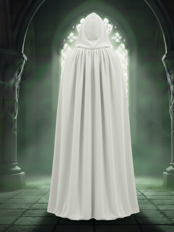 Kadife Beyaz Kapüşon Pelerin, Unisex Kapüşonlu Pelerin