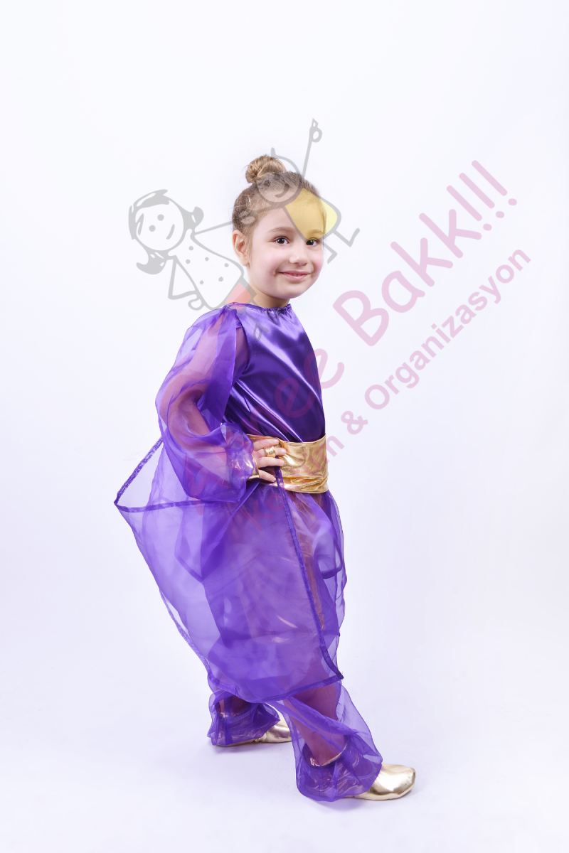 Mor Renk Modern Dans Kostümü, Kız Çocuk Dans Kıyafeti