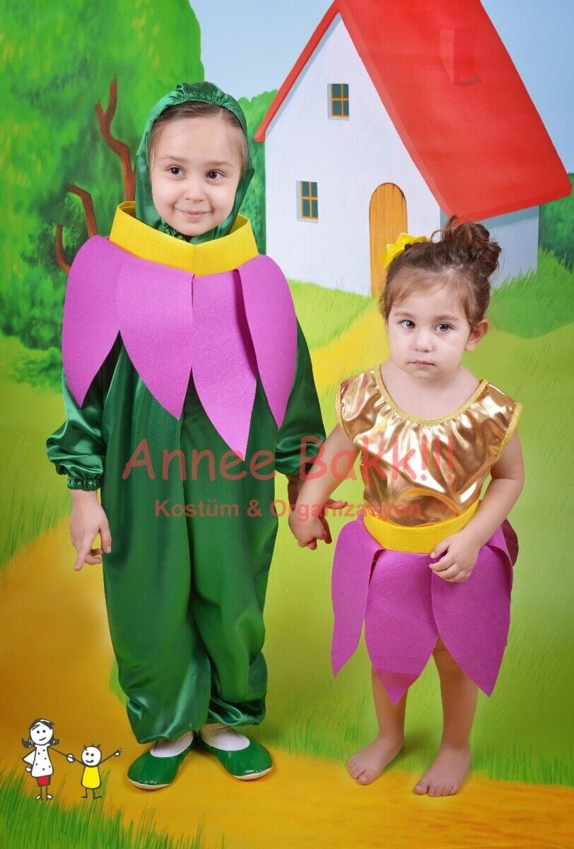 Mor Renk Çiçek Kostümü, Çiçek Çocuk Kostümü, Bitki Kostümleri