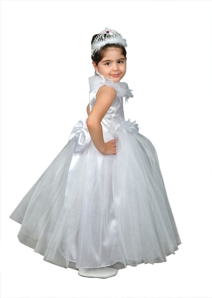 Beyaz Gelinlik Kostümü, Çocuk Tül Elbise, Tütü Beyaz Elbise