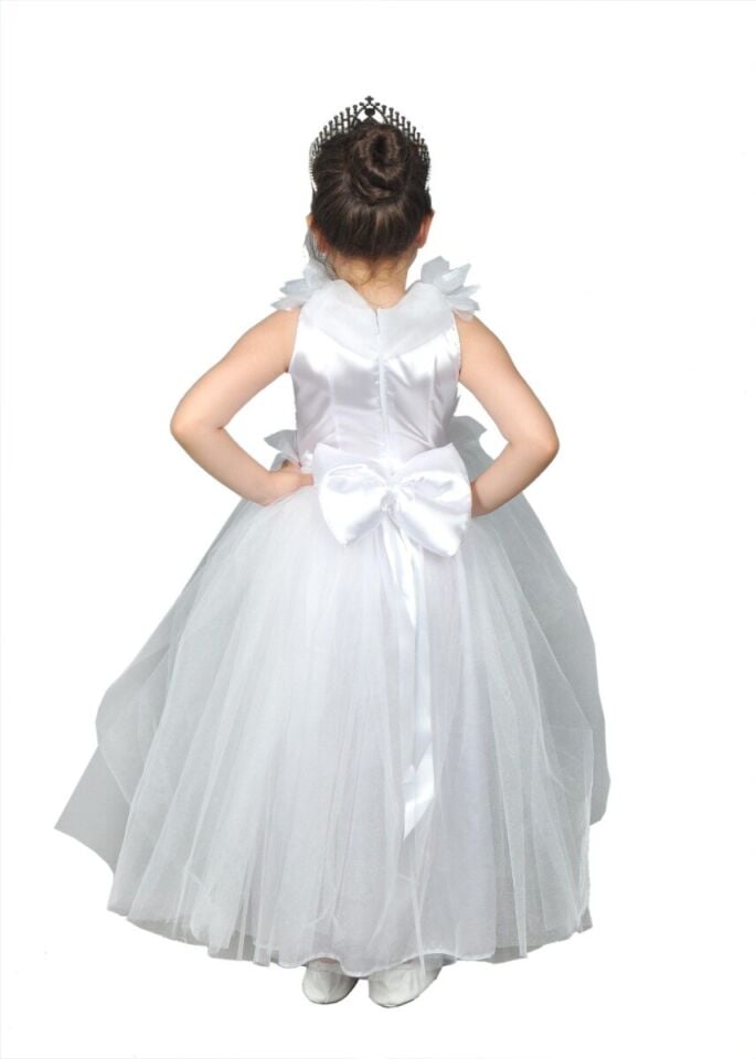 Beyaz Gelinlik Kostümü, Çocuk Tül Elbise, Tütü Beyaz Elbise