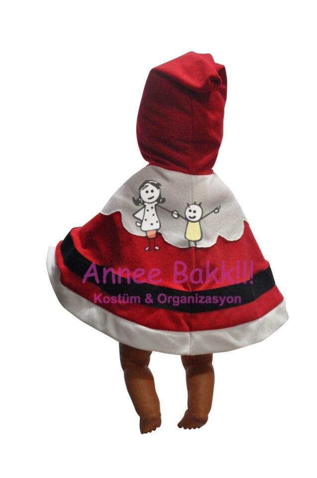 Noel Bebek Kapüşonlu Panço, Yeni Yıl Kostümleri, Yılbaşı Bebek Panço