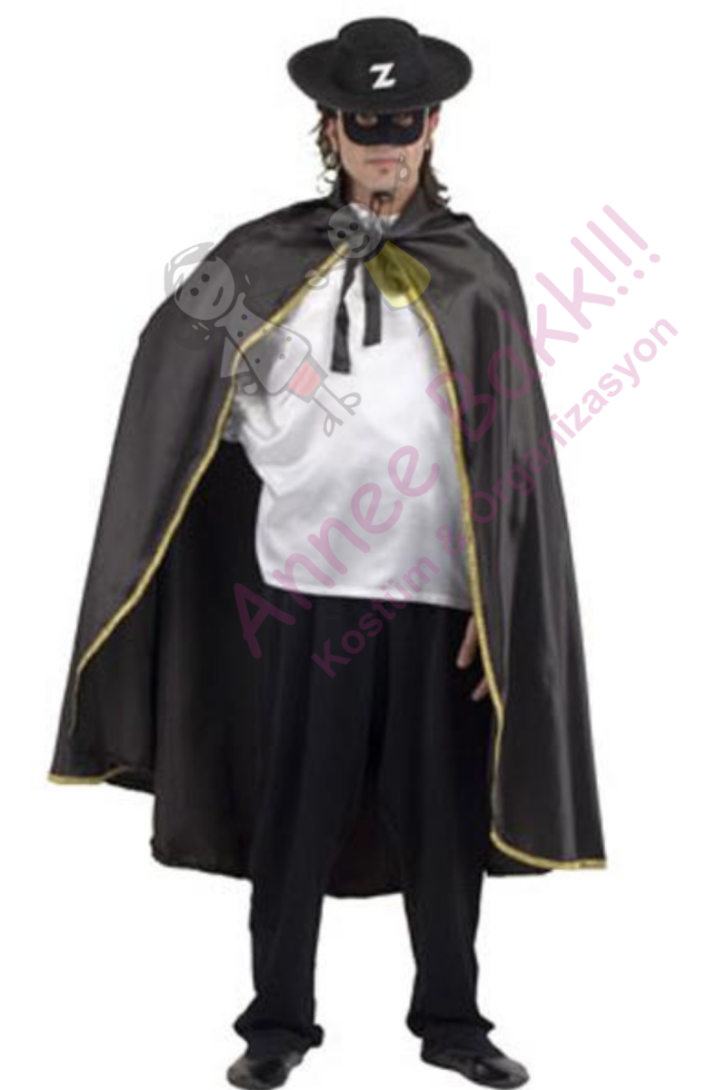 Yetişkin Zorro Kostümü, Kara Şövalye Kıyafeti, Zorro - Kara Şövalye Kostümü