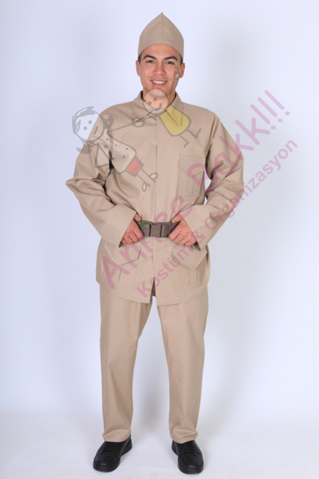 Yetişkinler İçin Kuva-i Milliye Asker Kostümü, Tarihi Tiyatro ve Gösteriler İçin Yetişkin Çanakkale Askeri Kostümü Hızlı Kargo