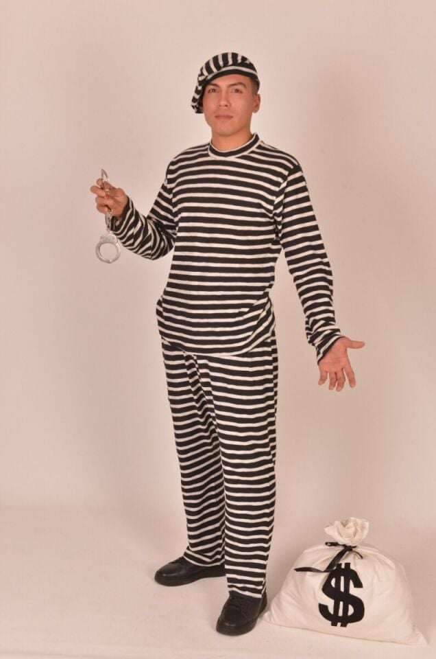Dalton Kardeşler Kostümü, Daltonlar Kıyafeti, Yetişkin Erkek Mahkum Kostümü