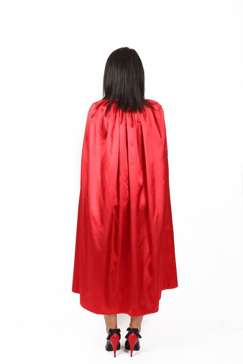 Kırmızı Renk Yakalı Saten Pelerin, Cadılar Bayramı Yetişkin Kostüm Pelerin, Halloween Aksesuarları