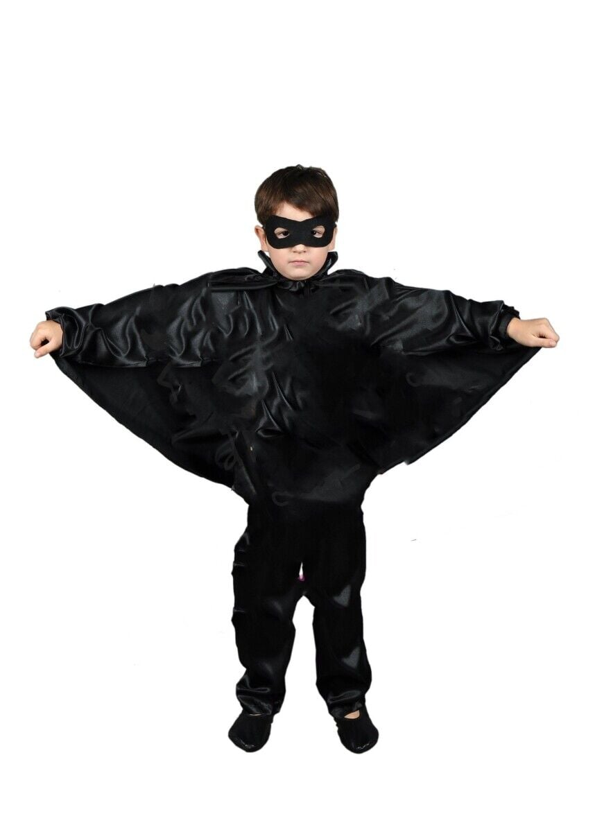 Siyah Renk Yakalı Pelerin, Unisex Çocuk Pelerini, Cadılar Bayramı Aksesuarları