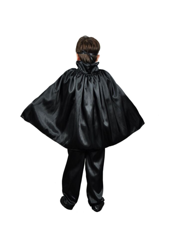 Siyah Renk Saten Kumaş Pelerin, Unisex Çocuk Pelerini, Cadılar Bayramı Aksesuarları, Hızlı Kargo