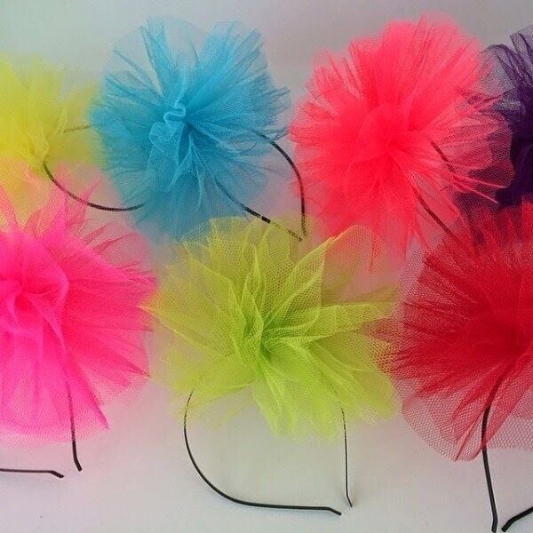 Tül Ponpon Taç, Rengarenk Taç, Sevimli Renkli Ponpon Taç