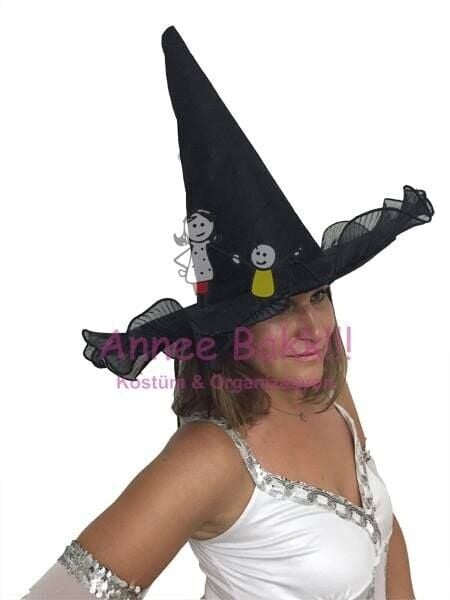 Cadı Şapkası Siyah Fırfırlı