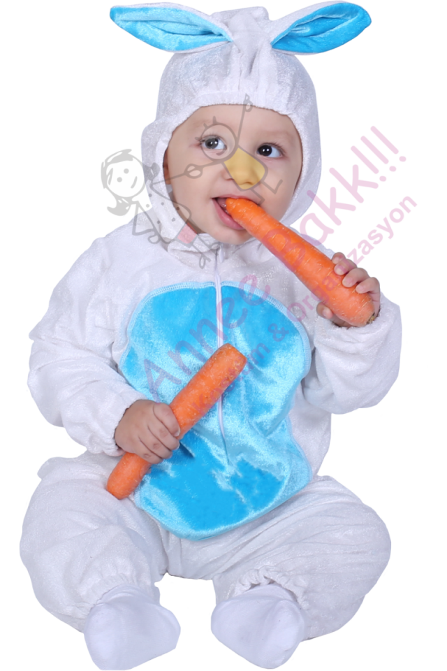 Bebek Tavşan Kıyafeti, Bebeğiniz İçin Tavşan Kostümü, Kadife Kumaş Tavşan Kostümü