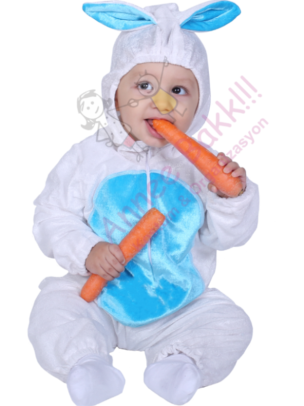 Bebek Tavşan Kıyafeti, Bebeğiniz İçin Tavşan Kostümü, Kadife Kumaş Tavşan Kostümü