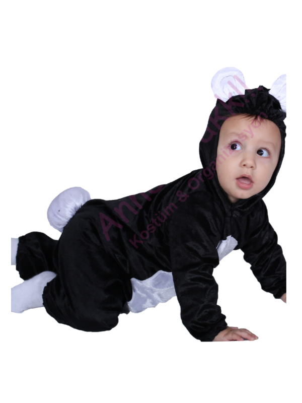 Bebek Panda Kostümü, Panda Bebek Kıyafeti, Kadife Kumaş Bebek Panda Kostümü