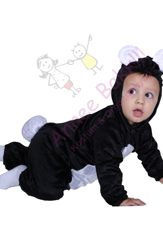 Bebek Panda Kostümü, Panda Bebek Kıyafeti, Kadife Kumaş Bebek Panda Kostümü