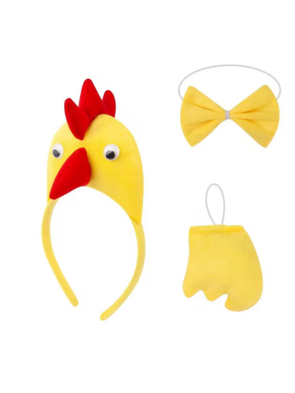 Çocuk Horoz Tavuk Kostüm Seti 3 Parça, Hayvan Taç Seti