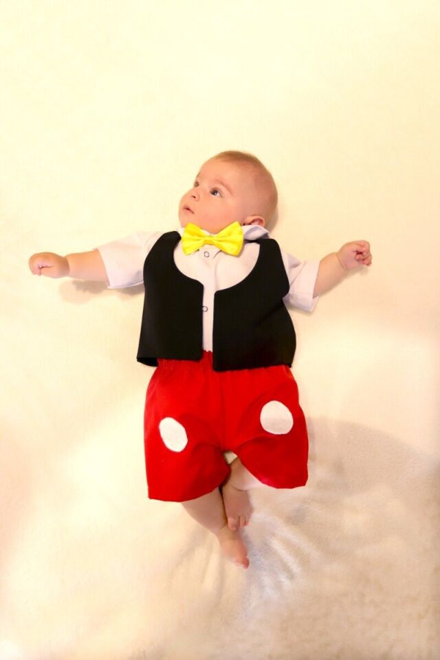 Bebek Mickey Mouse Kostümü, Minik Fare Bebek Kıyafeti