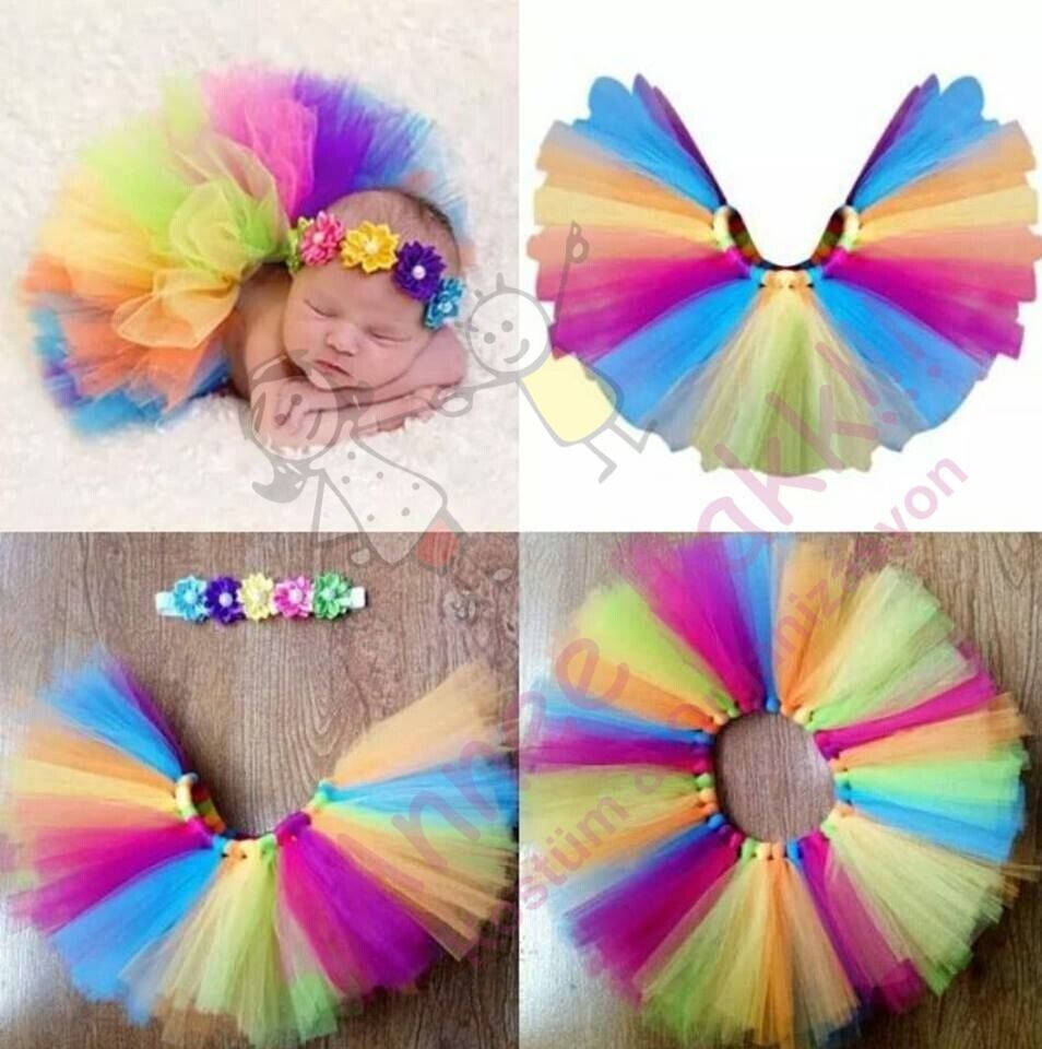 Bebekler İçin Tütü Etek, Rengarenk Tütü Etek, Gökkuşağı Renkli Tütü Etek, Hızlı Kargo