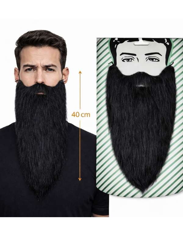 Siyah Renk Lastikli Uzun Takma Sakal (40 cm)