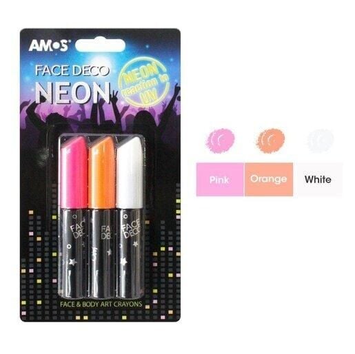 Amos Face Deco Neon Gece Parlayan Yüz Boyası 3 Renk, Hızlı Kargo