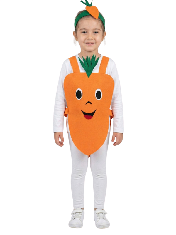 Havuç Kostümü, Çocuk Havuç Kostümü & Saç Aksesuar Seti