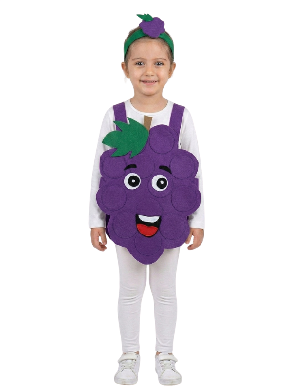 Üzüm Kostümü, Çocuk Üzüm Kostümü & Saç Aksesuar Seti