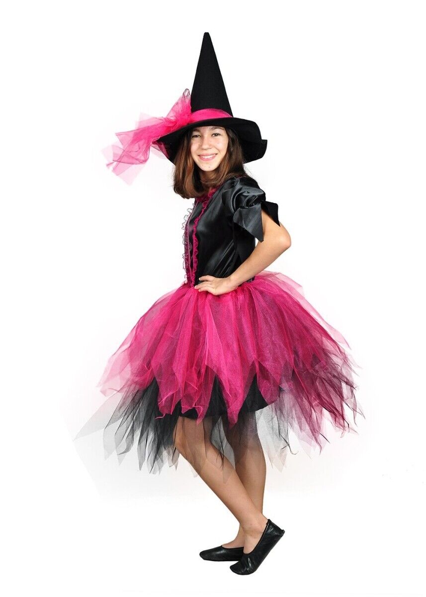 Pembe Renk Yetişkin Cadı Kostümü, Cadılar Bayramı Cadı Kıyafeti