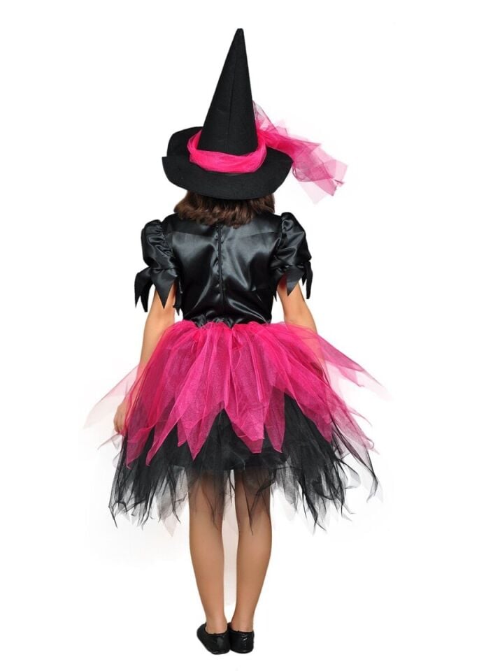 Pembe Renk Yetişkin Cadı Kostümü, Cadılar Bayramı Cadı Kıyafeti