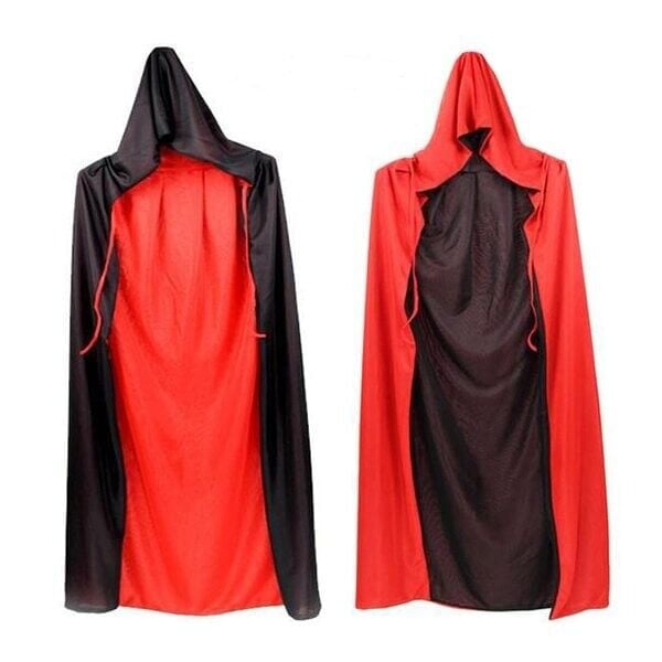 Çift Taraflı Kapüşonlu Pelerin, Kırmızı Siyah Cadılar Bayramı Pelerin, Hızlı Kargo