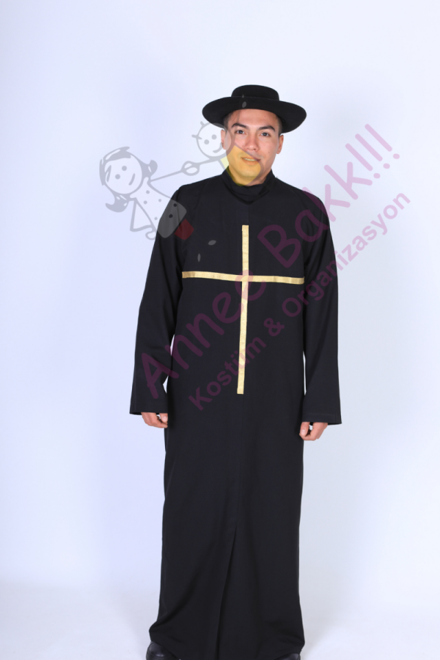 Yetişkin Erkek Rahip Kostümü, Papaz Din Adamı Kıyafeti, Hızlı Kargo